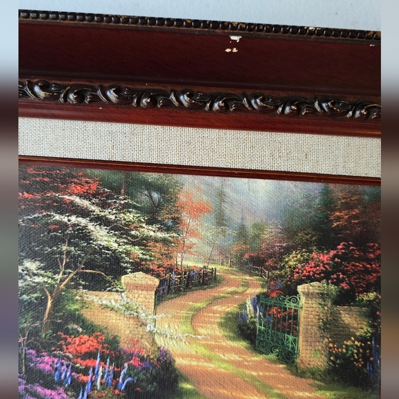 Thomas Kinkade "Spring Gate" Frame Matted COA Access print 12×10 - Picture 8 of 13